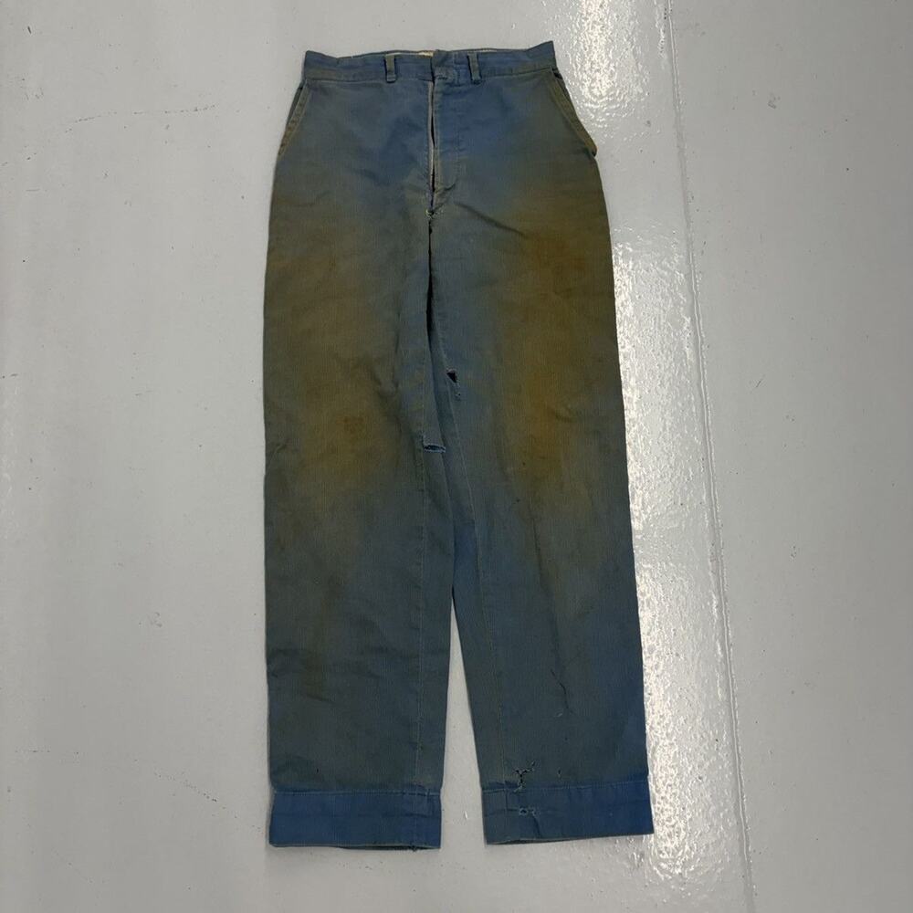 Vintage 50s Blue Pique Cotton Workwear Chinos 25x28